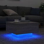 vidaXL Table basse avec lumières LED sonoma gris 55x55x31 cm