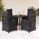 vidaXL Ensemble à manger de jardin coussins 5Pièces Noir Résine tressée