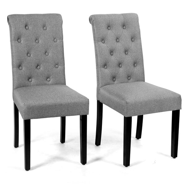 Lot de 2 chaises de salle à manger 43 x 61 x 100 cm avec dossier courbé style moderne en lin gris 20_0011784