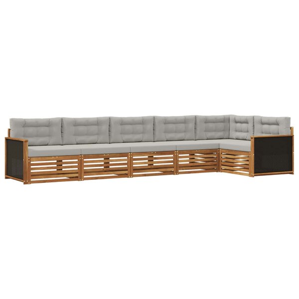 vidaXL Ensemble de canapés d'extérieur 6 pc Naturel et gris clair