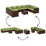 vidaXL Salon de jardin 10 Pièces avec coussins marron résine tressée