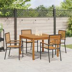 Ensemble de salle à manger de jardin 5 pièces vidaXL en polyéthylène noir et acacia