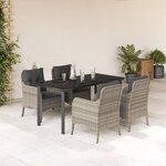 vidaXL Ensemble à manger de jardin et coussins 5 Pièces gris clair rotin