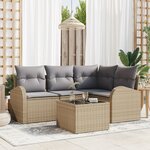 vidaXL Ensemble de Canapés de Jardin 5 Pièces avec Coussins en Rattan Poly Noir