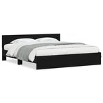 vidaXL Cadre de lit avec tête de lit en chêne noir  180 x 200 cm en bois d'ingénierie