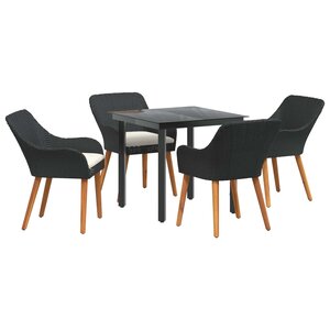 vidaXL Ensemble de salle à manger pour jardin 5 Pièces Noir polyrotin