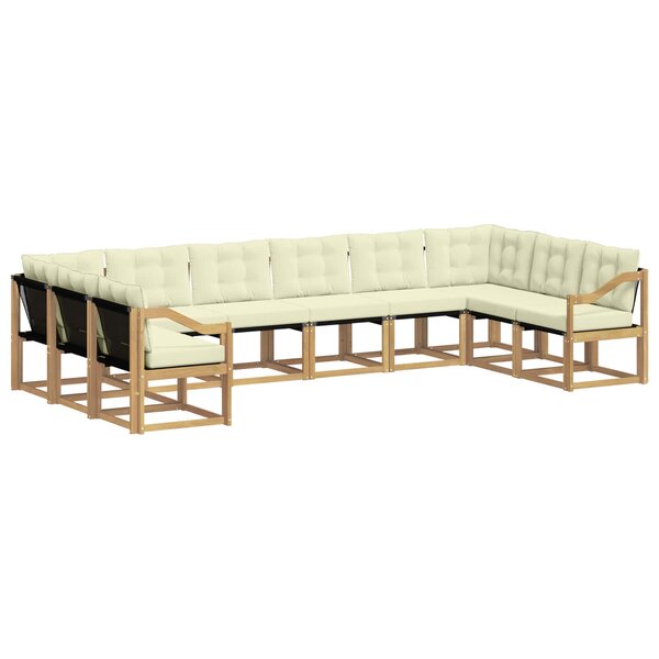 vidaXL Ensemble de canapés d'extérieur 10 pc Blanc et crème