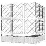 vidaXL Jardinière de Jardin avec Treillis 5 Pièces Blanche 120x120x125.5 cm