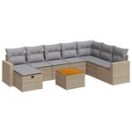 vidaXL Salon de jardin avec coussins 9 Pièces beige résine tressée