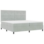 Lit à ressorts vidaXL avec matelas et lumière LED Gris clair 200x200 cm Velours