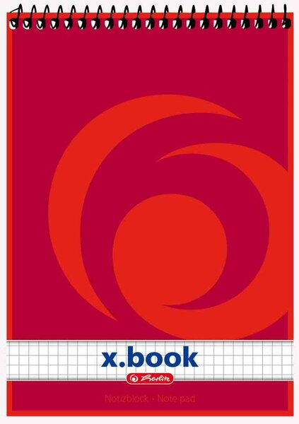 Bloc-note à spirale x.book, A7 50 Feuilles Quadrillé 60g HERLITZ