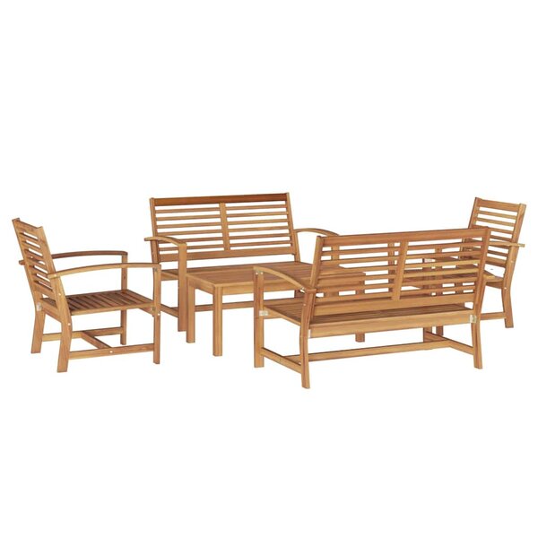 Ensemble de canapé de jardin 5 Pièces Naturel Bois de teck solide