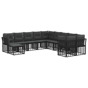 vidaXL Ensemble de canapés d'extérieur 11 Pièces Noir et Gris foncé