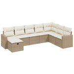 vidaXL Salon de jardin avec coussins 8 Pièces beige résine tressée