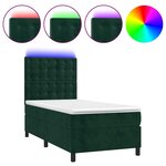 vidaXL Sommier à lattes de lit et matelas et LED Vert foncé 90x190 cm