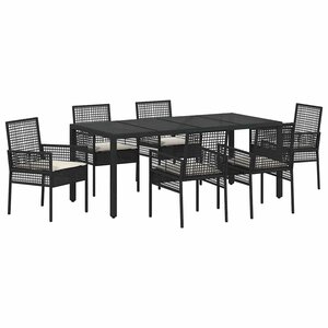 vidaXL Ensemble de salle à manger pour jardin 7 Pièces Noir polyrotin