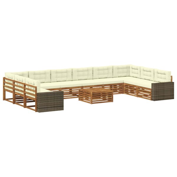 vidaXL Ensembles de canapés avec coussin 11 Pièces Bois d'Acacia Massif
