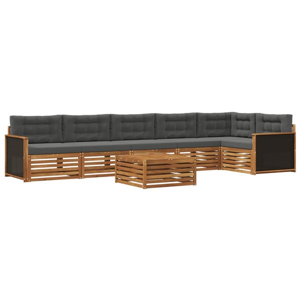vidaXL Ensemble de canapés d'extérieur 7 pc Naturel et Anthracite