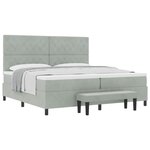 vidaXL Lit à ressorts avec tête de lit Gris clair 200 x 200 cm Velours