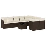 vidaXL Salon de jardin 10 Pièces avec coussins marron résine tressée