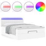 vidaXL Lit ottoman avec matelas & LED blanc pur 140x200cm similicuir