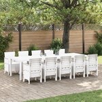 Ensemble de salle à manger de jardin vidaXL 11 pièces blanc en poly rattan