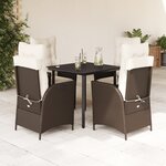 vidaXL Ensemble à manger de jardin 5 Pièces et coussins marron poly rotin