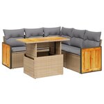 vidaXL Salon de jardin avec coussins 6 Pièces beige résine tressée