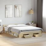 vidaXL Cadre de lit avec tiroirs sans matelas chêne sonoma 140x200 cm