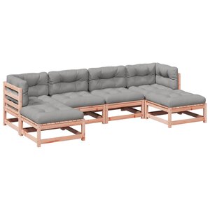 vidaXL Salon de jardin 6 Pièces et coussins bois massif sapin de douglas