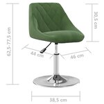 vidaXL Chaises pivotantes à manger lot de 2 Vert foncé Velours
