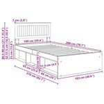 vidaXL Cadre de lit avec tête de lit Blanc 100 x 200 cm Pin massif