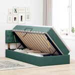 vidaXL Lit de rangement LED avec matelas Vert foncé 90 x 200 cm