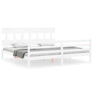 vidaXL Cadre de lit sans matelas blanc 200x200 cm bois massif