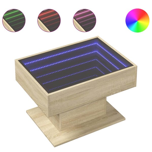 vidaXL Table basse avec LED chêne sonoma 70x50x45 cm bois d'ingénierie