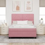 Lit Box Spring avec Matelas Rose 160x200 cm Velours