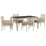 vidaXL Ensemble de salle à manger pour jardin 5 Pièces Beige Poly rotin