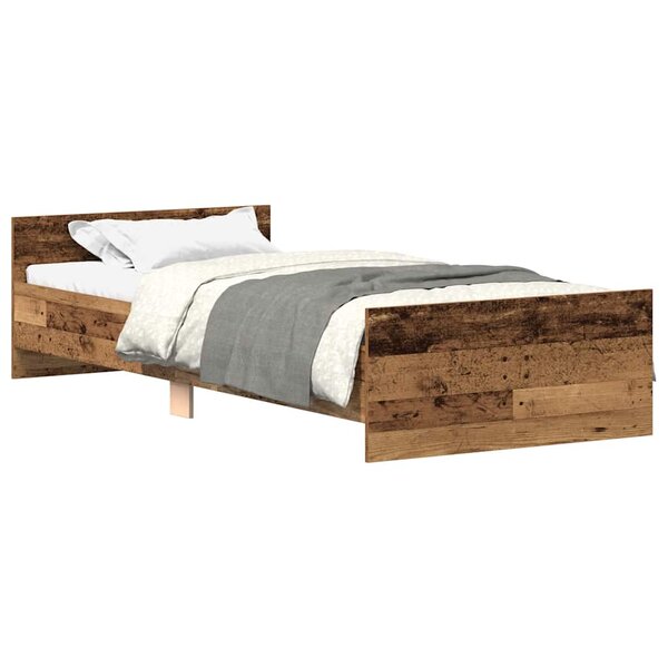 vidaXL Cadre de lit sans matelas vieux bois 100x200 cm bois ingénierie