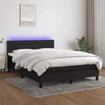 vidaXL Sommier à lattes de lit avec matelas LED Noir 140x200 cm Tissu