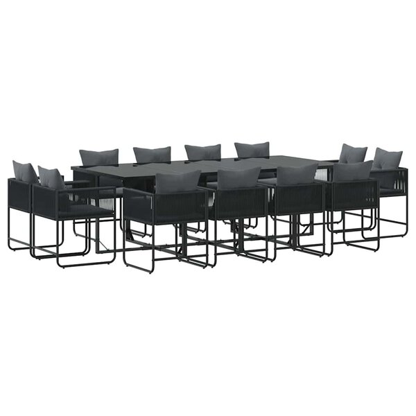 vidaXL Ensemble de salle à manger pour jardin 13 Pièces Noir Acier