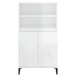 vidaXL Buffet haut Blanc brillant 60x36x110 cm Bois d'ingénierie