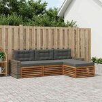 vidaXL Ensemble de canapés d'extérieur 4 pc Naturel et Anthracite