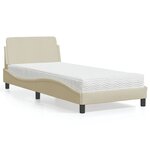 vidaXL Lit avec matelas crème 90x200 cm tissu