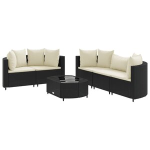 vidaXL Salon de jardin 6 Pièces avec coussins noir résine tressée