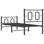 vidaXL Cadre de lit métal avec tête de lit/pied de lit noir 75x190 cm