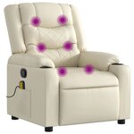vidaXL Fauteuil de massage inclinable crème similicuir