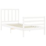 vidaXL Cadre de lit et tête de lit blanc 100x200 cm bois massif