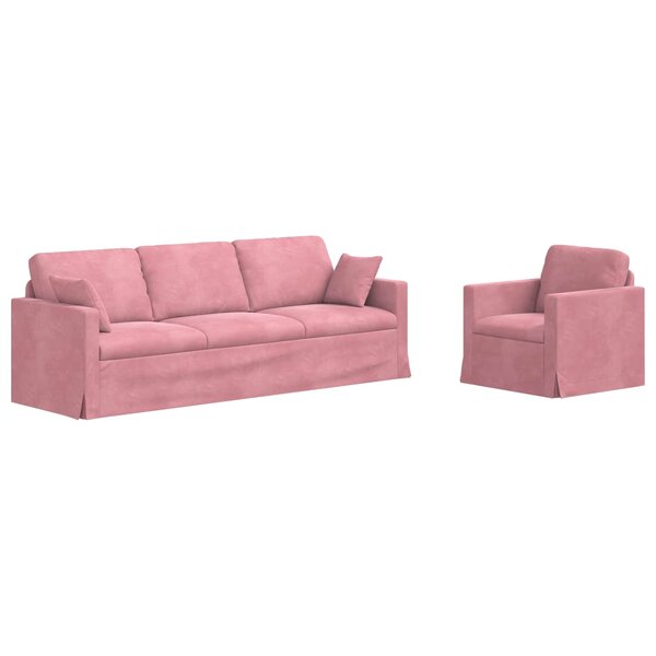 vidaXL Canapé 2 Pièces Rose 228 x 78 x 80 cm Velours