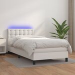 vidaXL Sommier à lattes de lit avec matelas et LED Blanc 100x200 cm