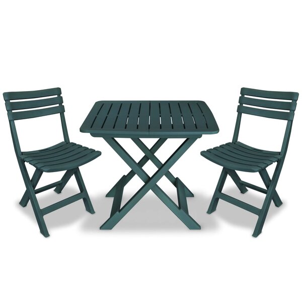 vidaXL Ensemble de bistro pliable 3 Pièces Plastique Vert